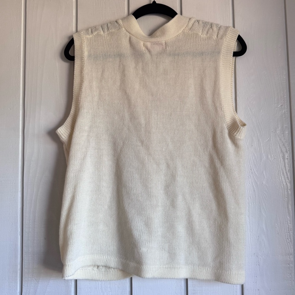Vintage 90s Nancy’s Choice Cream Knit Sweater Vest - Picture 2 of 4